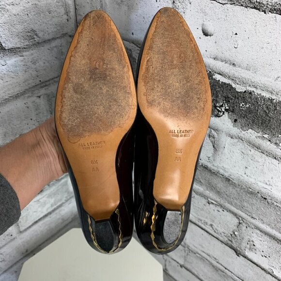 Vintage Burgundy Patent Leather Block Kitten Heel Slip On Pump - Picture 7 of 9